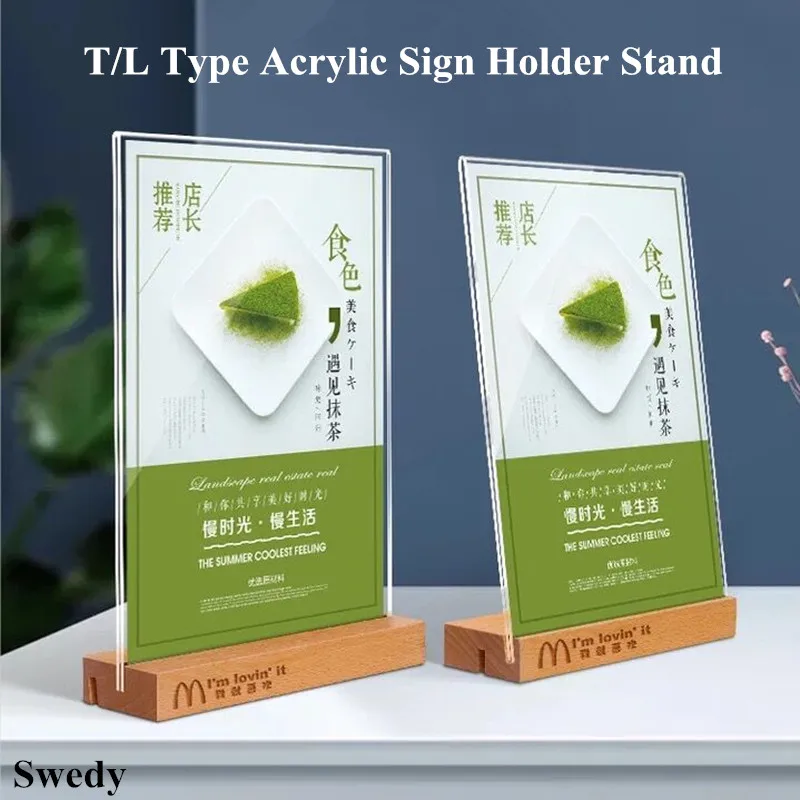 

A5 148x210mm T/ L Use Acrylic Sign Holder Display Stand Restaurant Table Menu Price Label Paper Tags Photo Picture Poster Frame