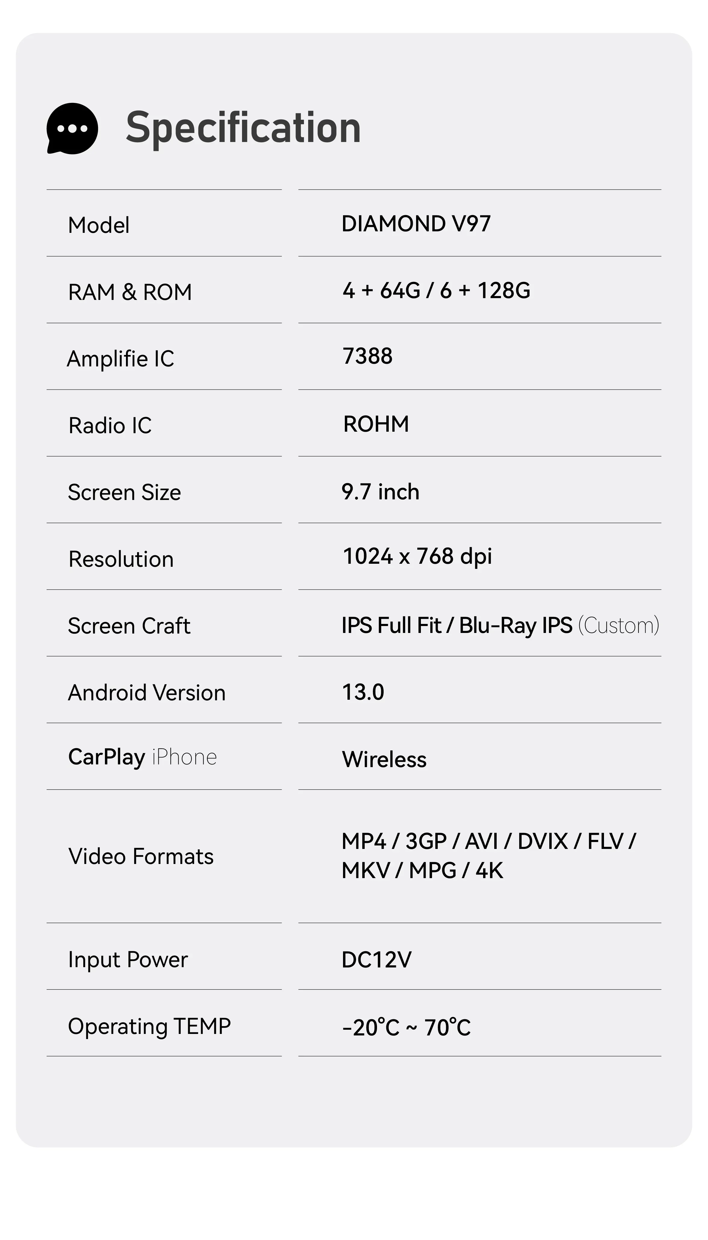 Blu-Ray IPS Полный сенсорный экран 10-ядерный алмаз 2K 9,7 "Вертикальный Android Bluetooth-передатчик Автомобильный планшет Радио Стерео DVD-плеер