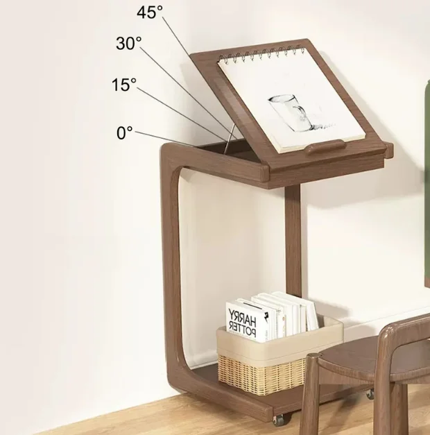 

Vintage Wood Adjustable Movable With Wheels Table Multifunctional Sofa Coffee Side Table Portable Laptop Desk Stand