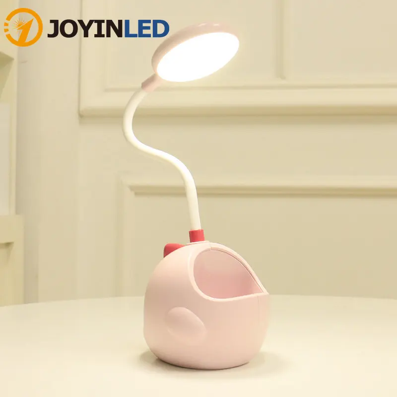

LED Table Lamp USB Rechargeable Flexible Desk Lamp With Pen Holder Cute Dormitory Eye Protection Reading Light Bedside Lamp