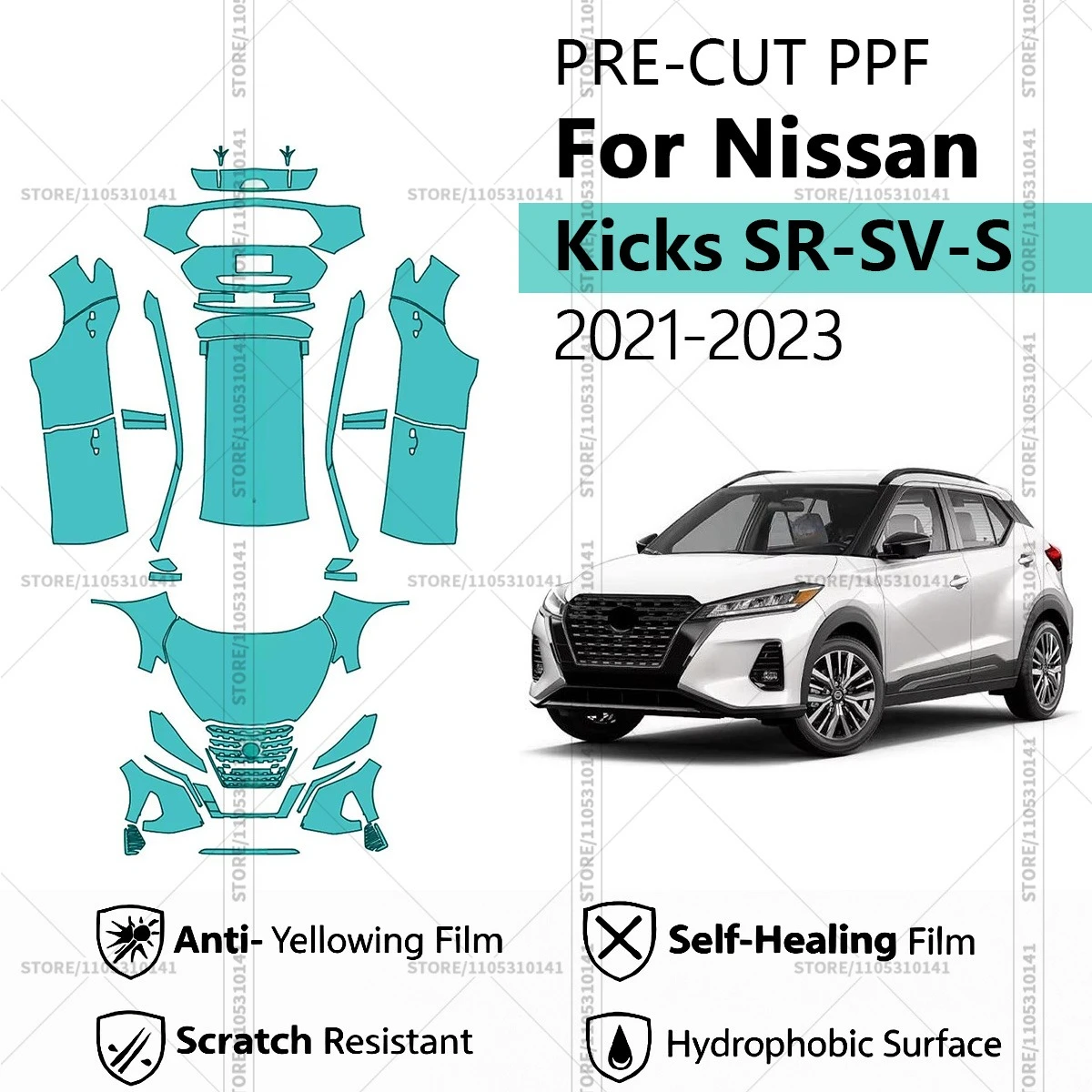 

Pre-Cut Paint Protection Film PPF Transparent Car Film Automotive PPF Full Vehicle For Nissan Kicks SR-SV-S 2021-2023