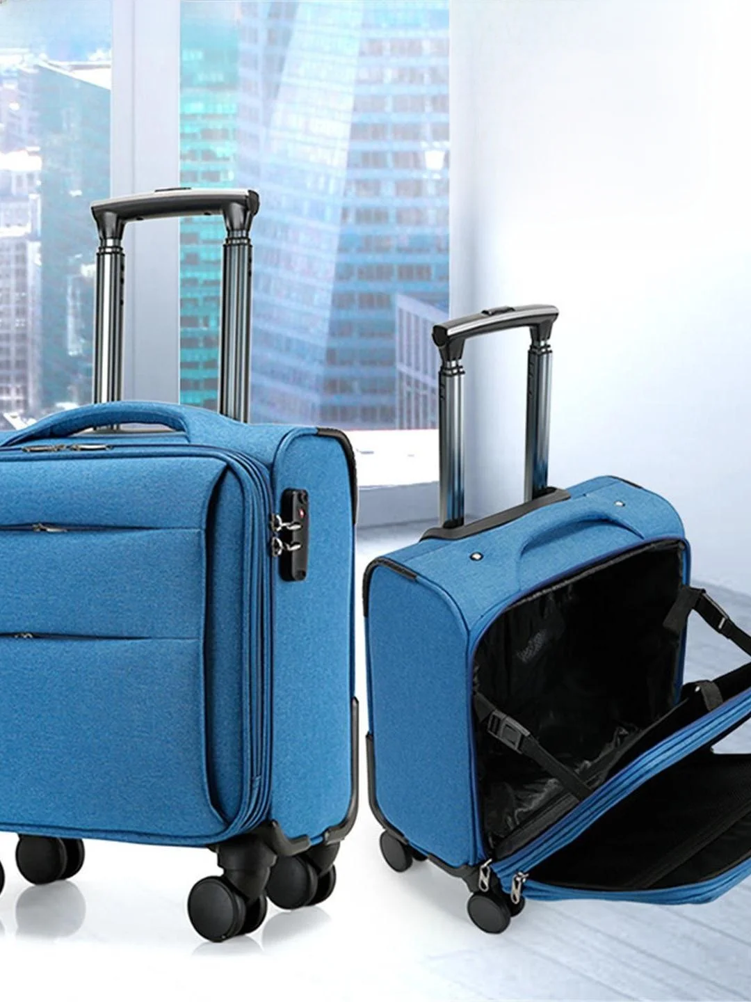 Spring Autumn Airline Carry-On Suitcase 20 Inch Railway Steward Che-In Bag ABS PC Material M G Pure Color