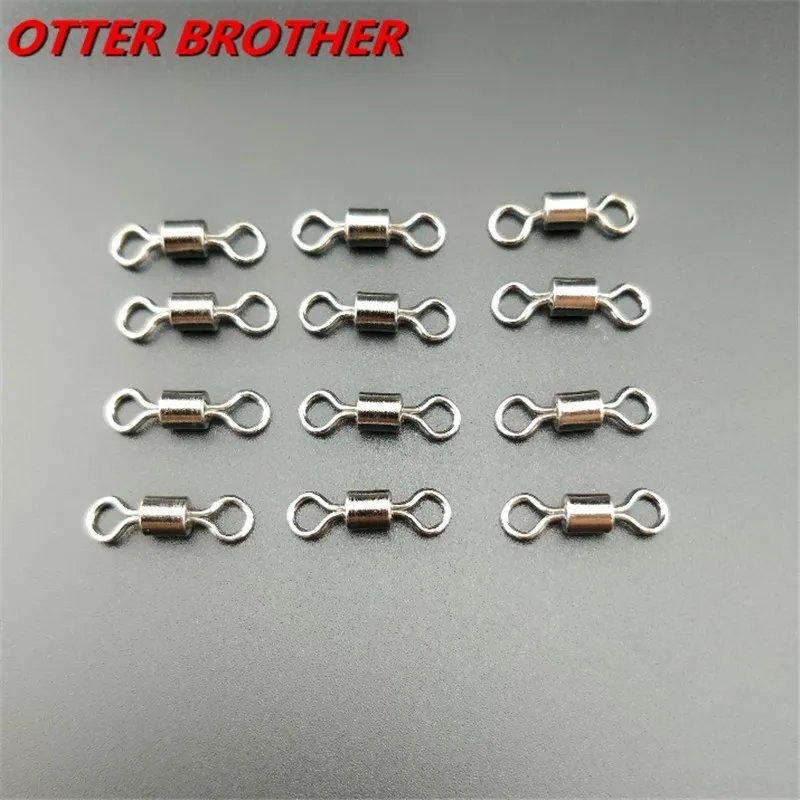 50pcs/lot 2-14# Fishing Ball Bearing Rolling Swivel Solid Rings Shape Stainless Steel Connector Lures Fishing Tackle