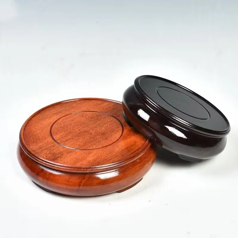 Round Wooden Display Stand Pedestal Base for Figurine Vase Bonsai - Wood Holder for Miniature Model, Flower Pot, Home Decor