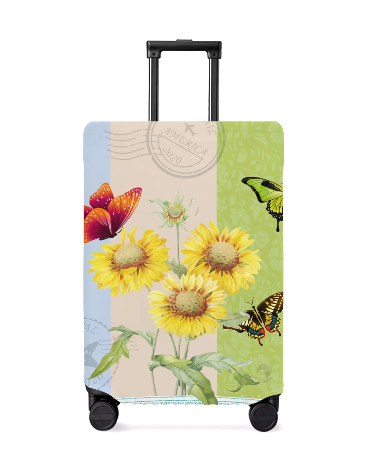 

Flower Sunflower Butterfly Postmark Travel Luggage Protective Cover Travel Accessories Suitcase Elastic Dust Case Protect Sleeve