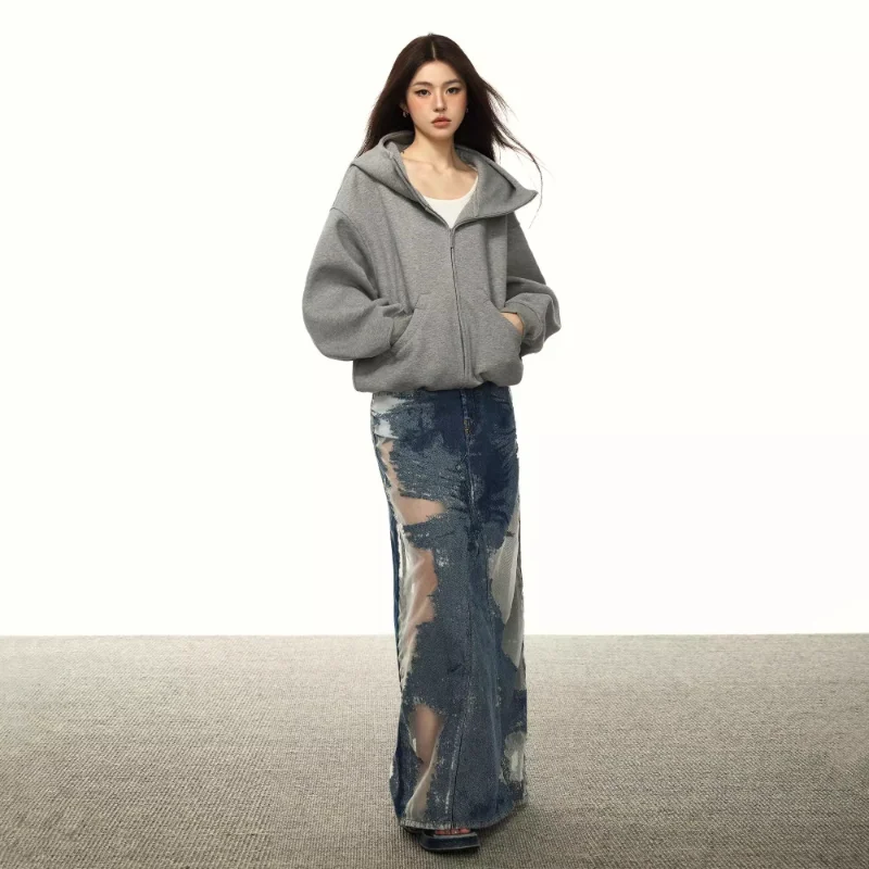 

High Street 2025 American Sports Loose Cardigan Sweater Women Lazy Casual Versatile Jacket Trend