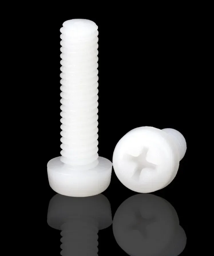 500 قطعة/الوحدة M5 M6 M8 الأبيض البلاستيك النايلون المسمار جولة رئيس الصليب عموم رئيس الترباس