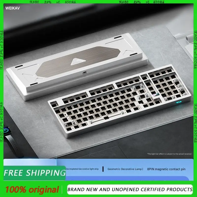 

Weikav MAX-102 Комплект механической клавиатуры из алюминиевого сплава RGB Беспроводная Bluetooth Трехрежимная поддержка горячей замены QMK через для ПК-геймеров