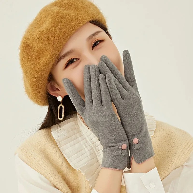 Winter Cold Resistant Derun Fleece Gloves Windproof Touchscreen Compatible for Women Outdoor Cycling Sports