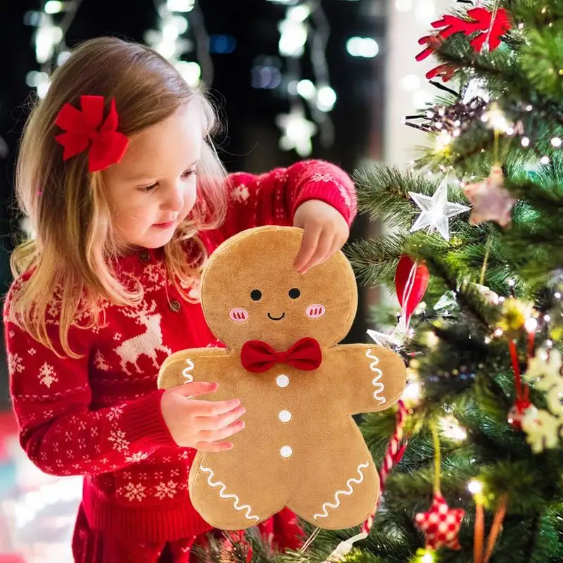 Jouet en peluche bonhomme en pain d'épice pour la décoration de la maison, biscuit au beurre confortable, oreiller mignon, cadeau de Noël, nouvel an