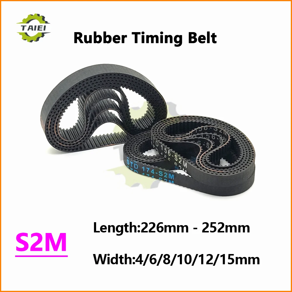 

S2M Rubber Synchronous Belt Length 226 228 230 232 234 236 238 240 242 244 246 248 250 252mm Width 4-15mm S2M Drive Timing Belt