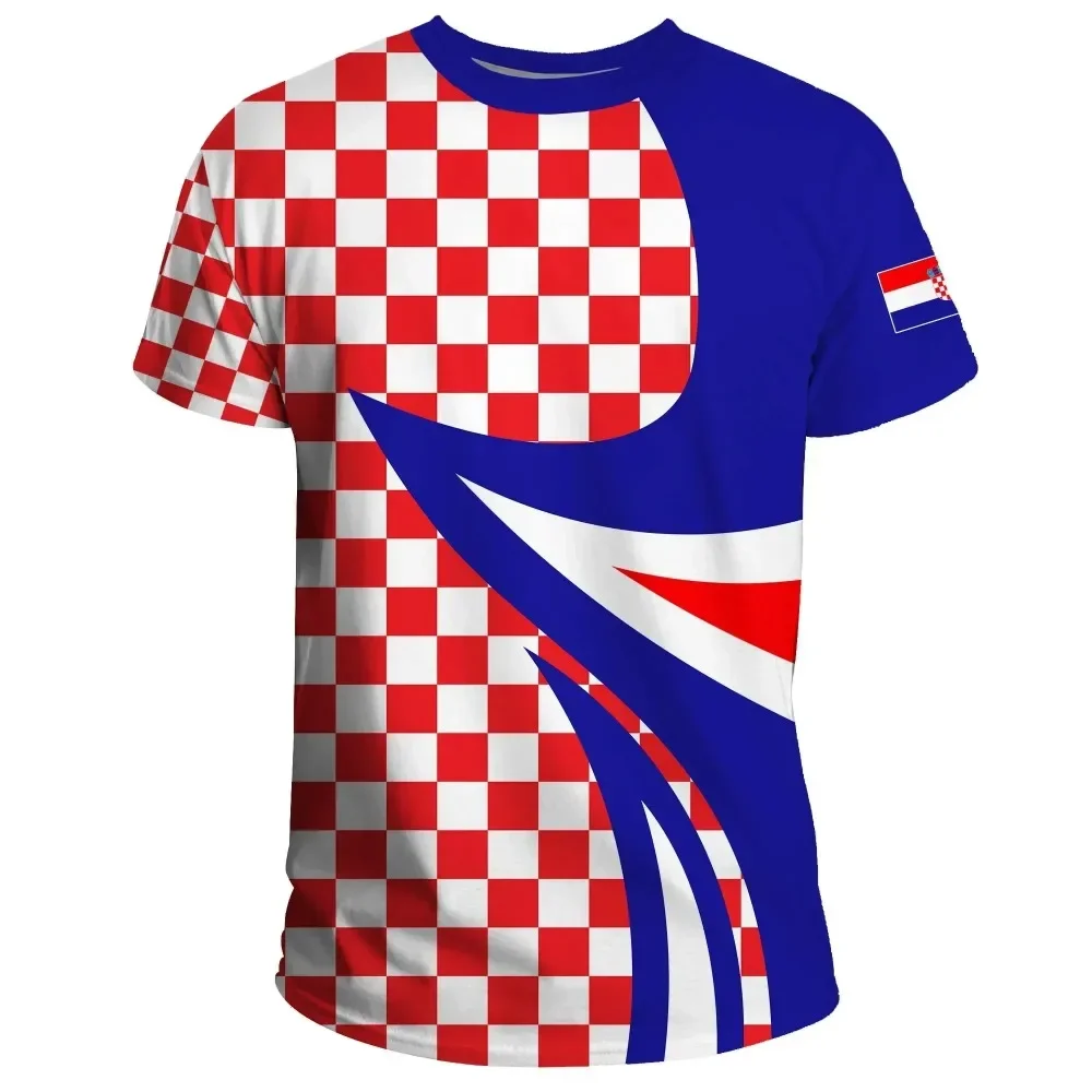 Fashion New Croatian Flag Graphic 3D Print T-shirt Croatian Emblem Men’s Sports Tops  National Day Gifts Personalized Tee