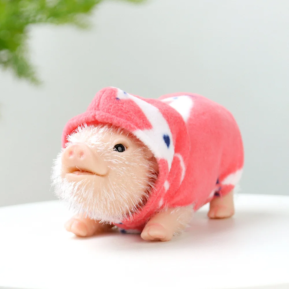 Silicone Piglet 5 Inch Soft Cute Mini Realistic Animals with Accessories Lifelike Reborn Newborn Pig Doll Decompression Toy Gift