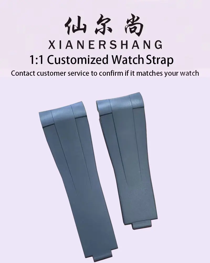 

XIANERSHANG Male Custom R-olex RB Original Watchbands 20MM 21MM Wristband Curved Interface Fluororubber Strap Watch Accessories