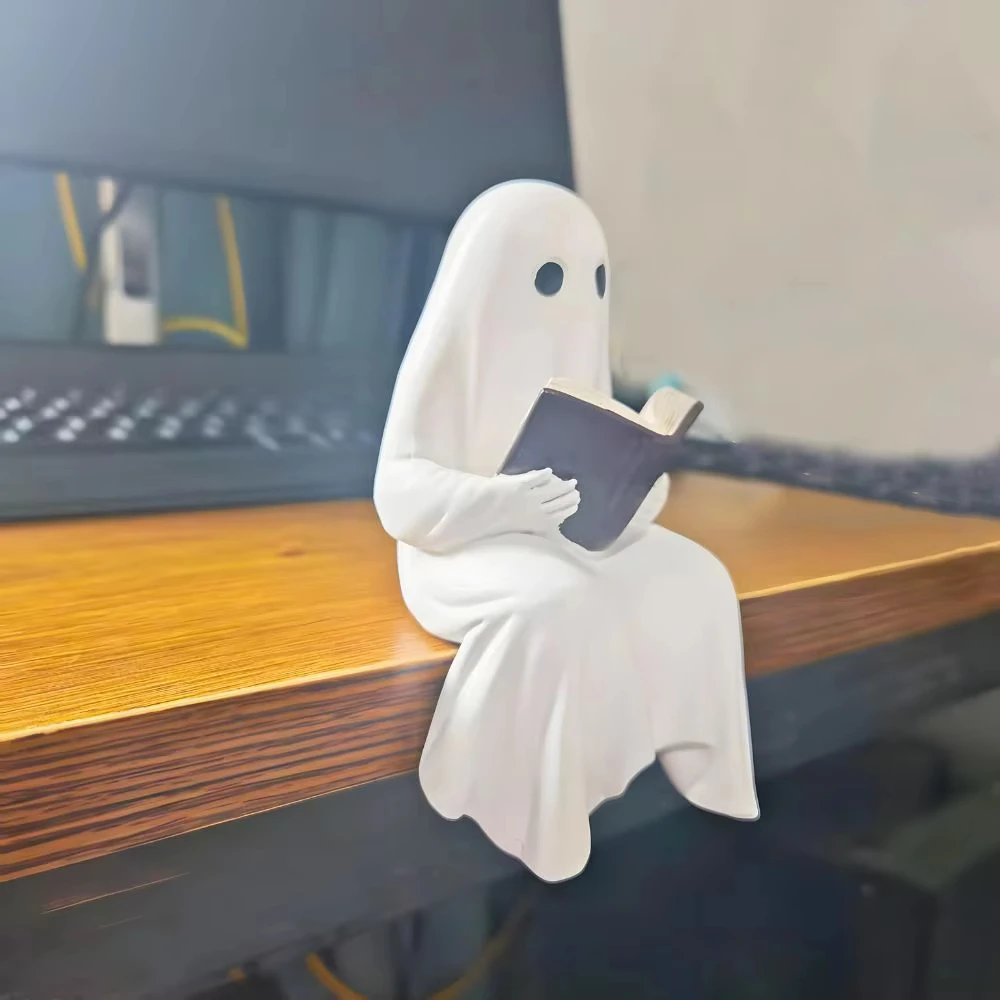قطعة واحدة من حلي تمثال الأشباح الصغير للهالوين لمحبي القراءة، ديكور المنزل في الحمام، عيد الميلاد، هدية الهالوين