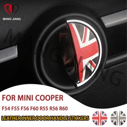 2PCS Leather Car Front Rear Pull Door Handle Sticker For Mini Cooper F54 F55 F56 F60 R55 R56 R60 Decoration Decal Accessories