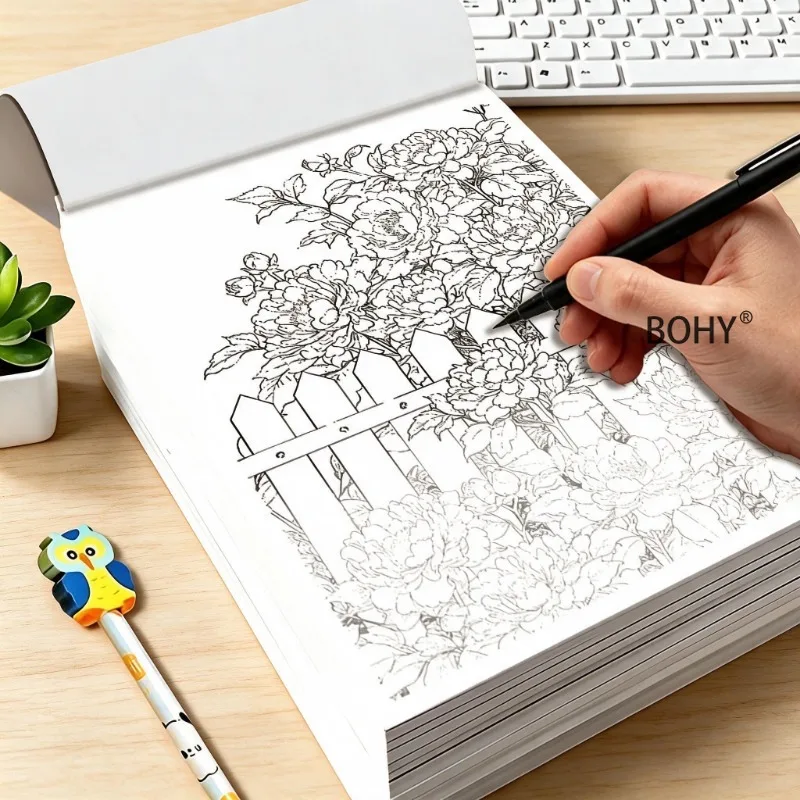 1 Adult Decompression Graffiti Drawing Album, 24 Pages, Suitable for Adults To Relieve Emotions, Art Enthusiasts To Copy