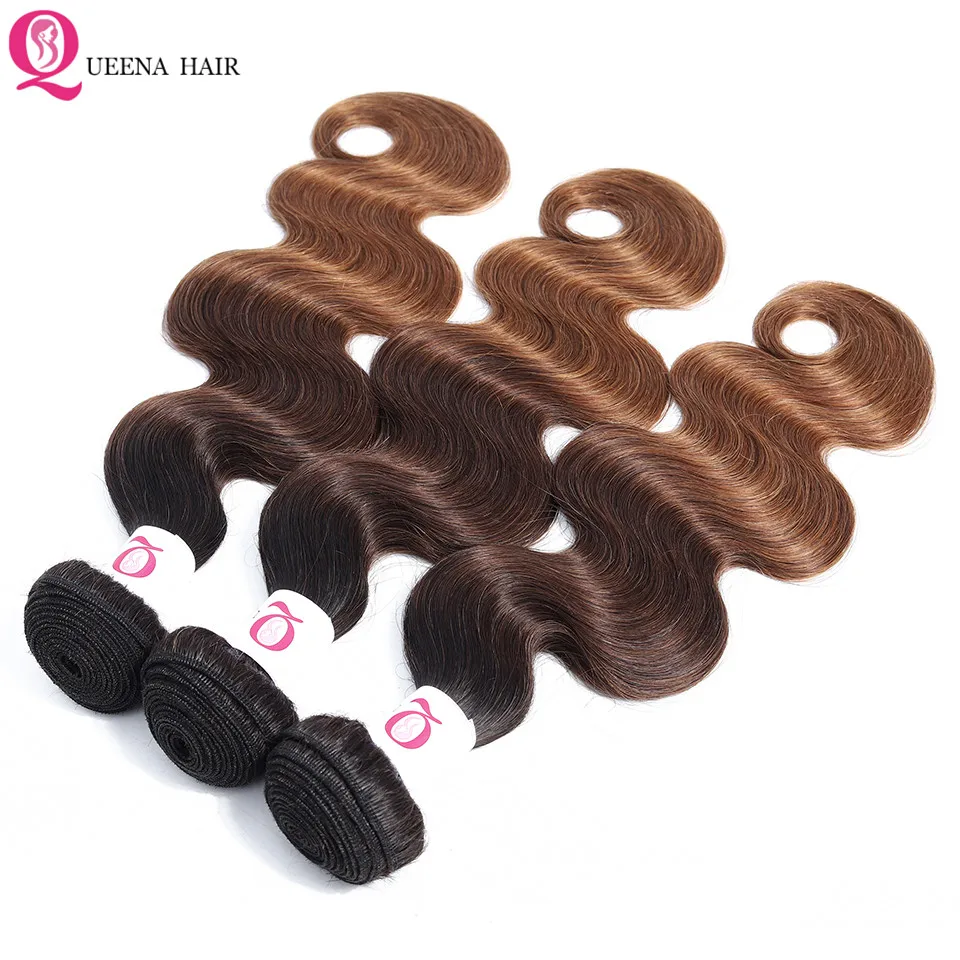 1B/4/30 Rambut Pirang Ombre Rambut Manusia Bundel Brasil Rambut Bergelombang Menenun Berwarna Ombre Tubuh Gelombang 3/4 Bundel Penawaran remy Rambut