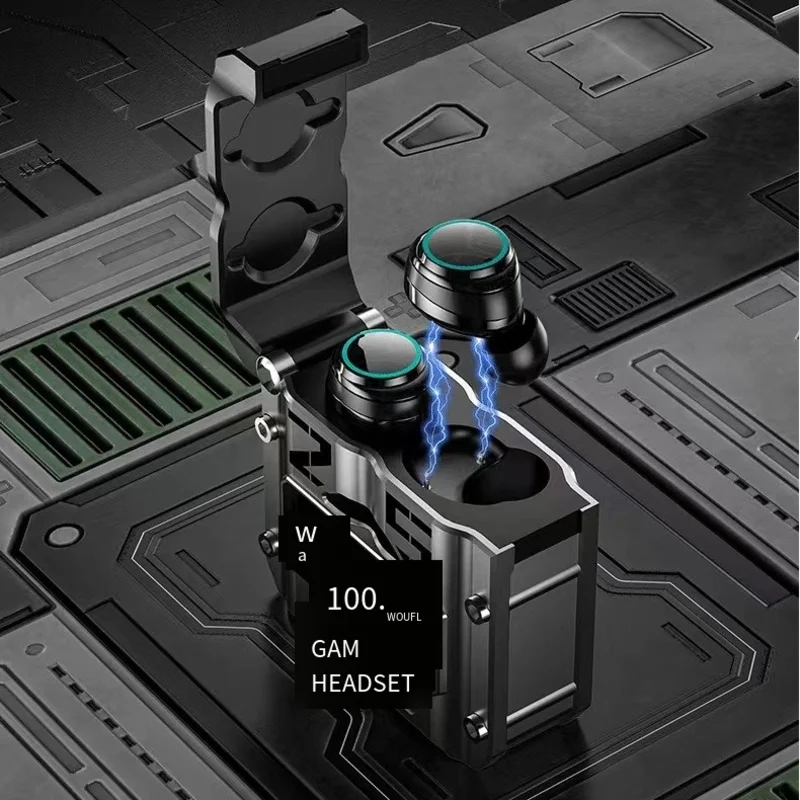 

Bluetooth headset, wireless touch metal mecha style low-power e-sports game digital display headset Bluetooth earphone