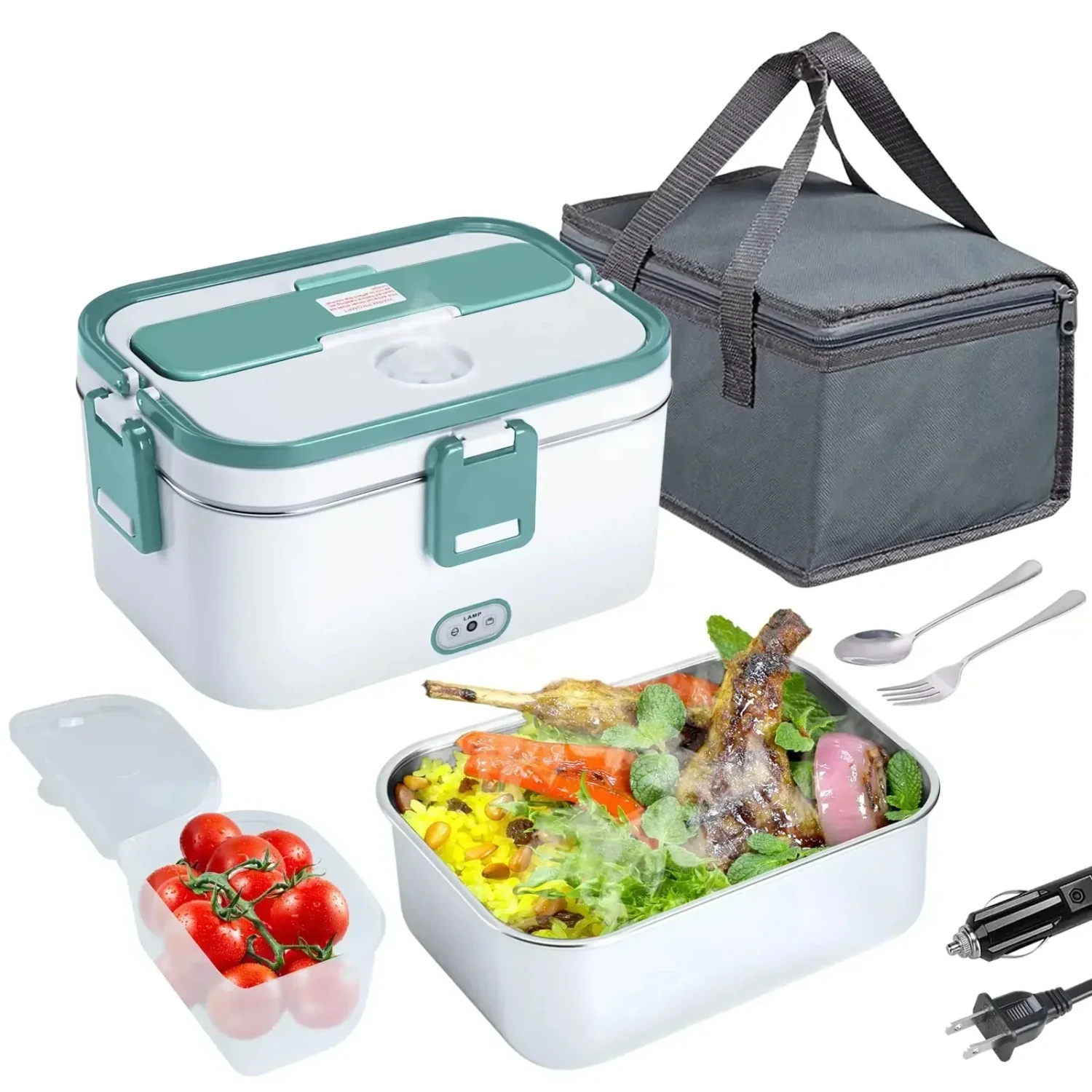 Lunch Box 80W Food Warmer Heater Lunch Boxes for Adults for Car/Truck Portable Food Heating Boxes 1.8L Container