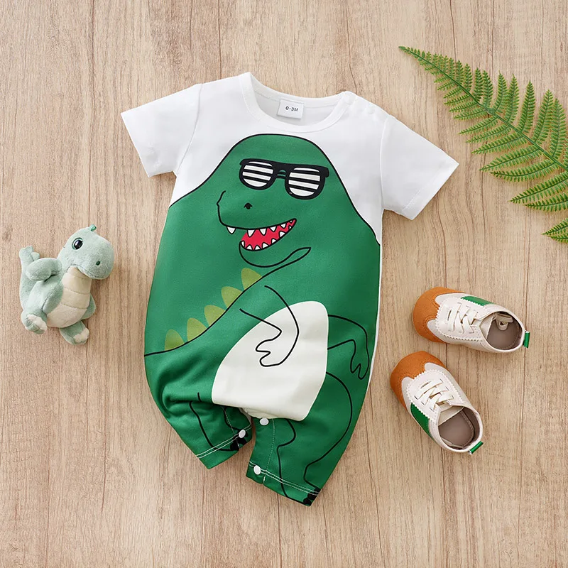 

Newborn Baby Boys Jumpsuit Costume Romper Onesies Short Sleeve Print Clothes Summer Round Neck Outdoor Sport Toddler 0-18 Months