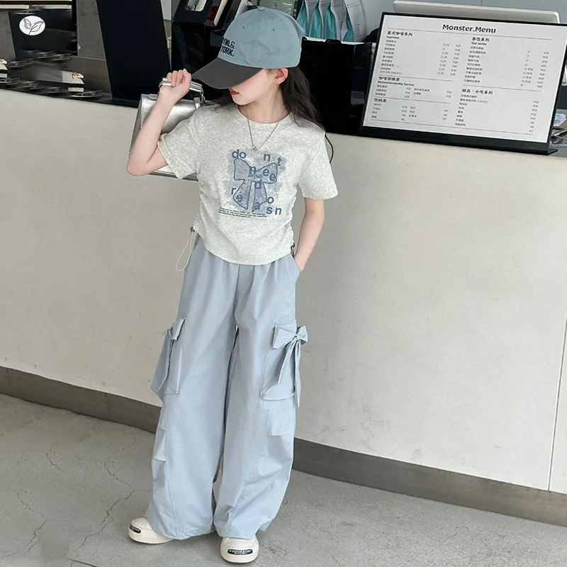 

Summer Kids Fashion Two Piece Set for Girls Cute Sweet Sporty Outfit Children's Active Wear New