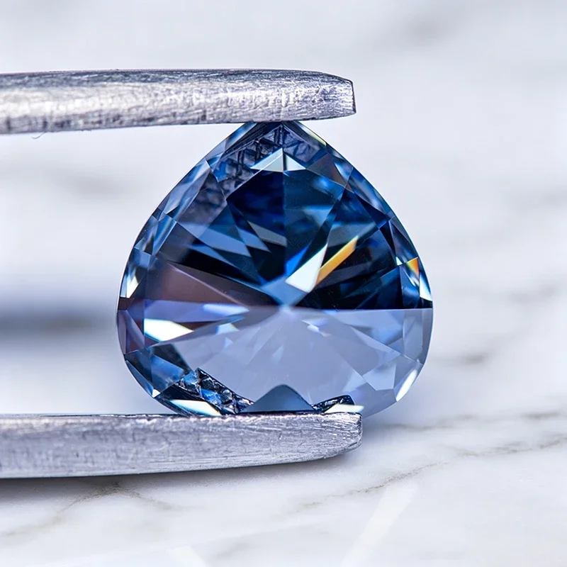 Moissanit-Stein Herzschliff Natürlicher Königsblauer Laborgezüchteter Edelstein für Charms Schmuckherstellung Besteht Diamanttester mit Zertifikat – Detail 6