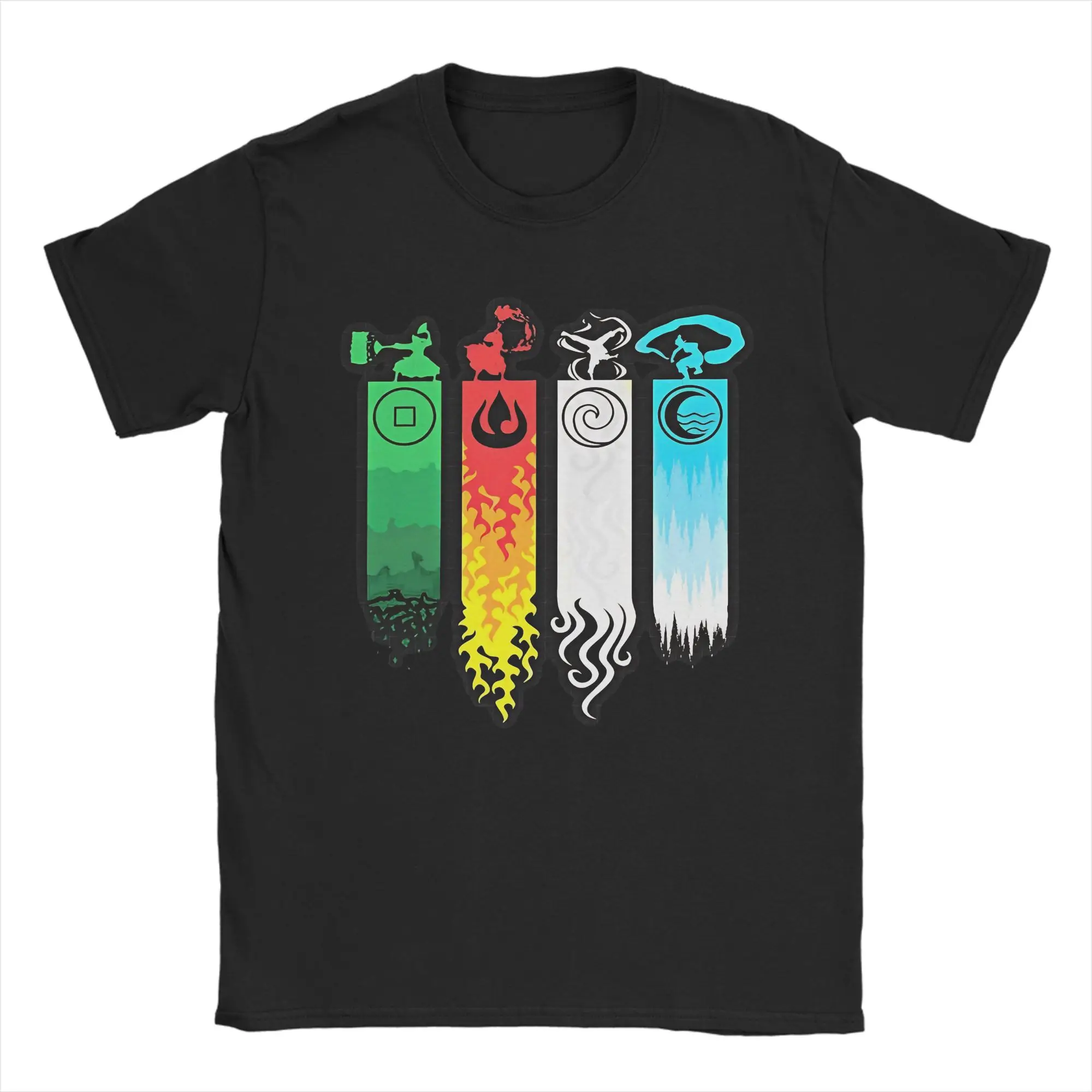 Vintage T Shirt Summer Elemental Bending Avatar Novelty T Shirts  100% Cotton Tshirt for Mens Y2K Fun Short Sleeve Tees
