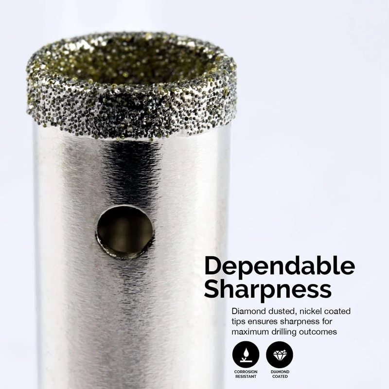 ABRE-60Pcs Diamond Drill Bit, 8Mm Diamond Coated Tip Hole Hollow Core Drill Bits Cutter For Glass Ceramics Porcelain Tile