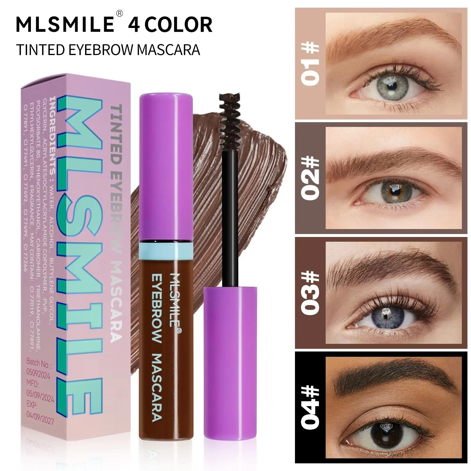 Mascara imperméable à l'eau longue durée pour les sourcils, crème pour les sourcils, gel cosmétique, sans bavure, séchage rapide, améliore le maquillage, 4 couleurs