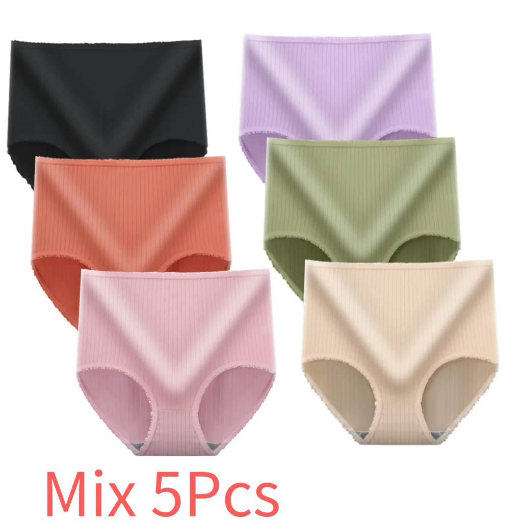 5Pcs XL XXL Women Black Panties Polyester Ladies Plus Size Sexy Panties Brief Ladies Calzones Para Mujer Culotte Femme High Rise