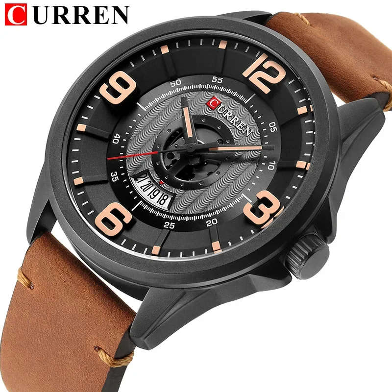 CURREN Fashion Mens Watches Chronograph Wristwatch Luxury Top Brand Sports Day Date Watch for Men Waterproof Leather Male Clock