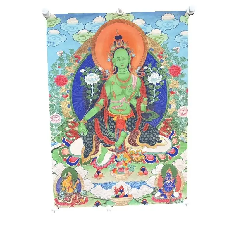 green-tara-bodhisattva-silk-tangka-tibetan-buddhism-fine-art-handmade-wall-hanging-decorations-old-buddhist-decor