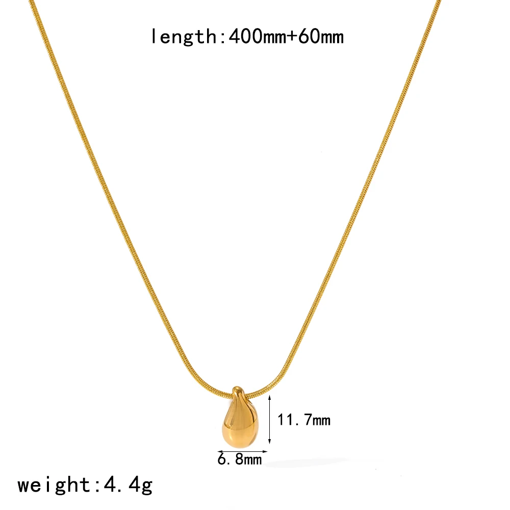 Minimalistische Damen-Halskette mit Tropfenanhänger aus Edelstahl, 18K vergoldet, wasserdicht, alltägliches Schmuckzubehör – Detail 6