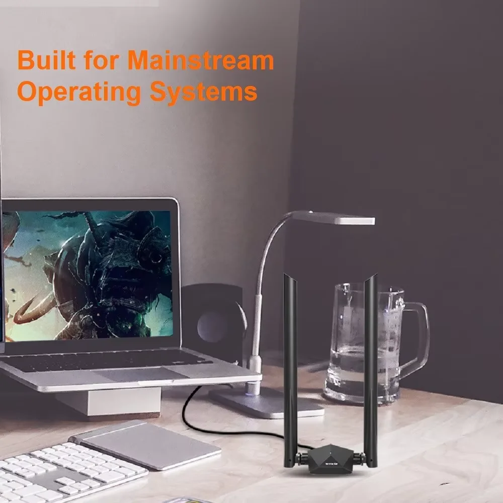 USB WIFI محول WiFi 6 AX1800 ثنائي النطاق Tenda بطاقة الشبكة 1800mbps USB3.0 5dBi هوائيات 2.4 & 5G محول لاسلكي للكمبيوتر المحمول