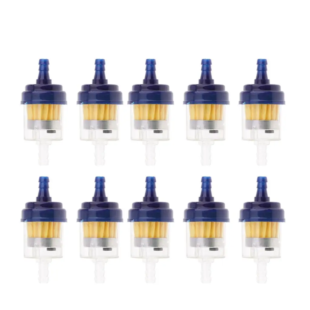 2-4pack Universal Motorcycle Scooter Car Inline 6mm Clear Fuel Filter Blue x10