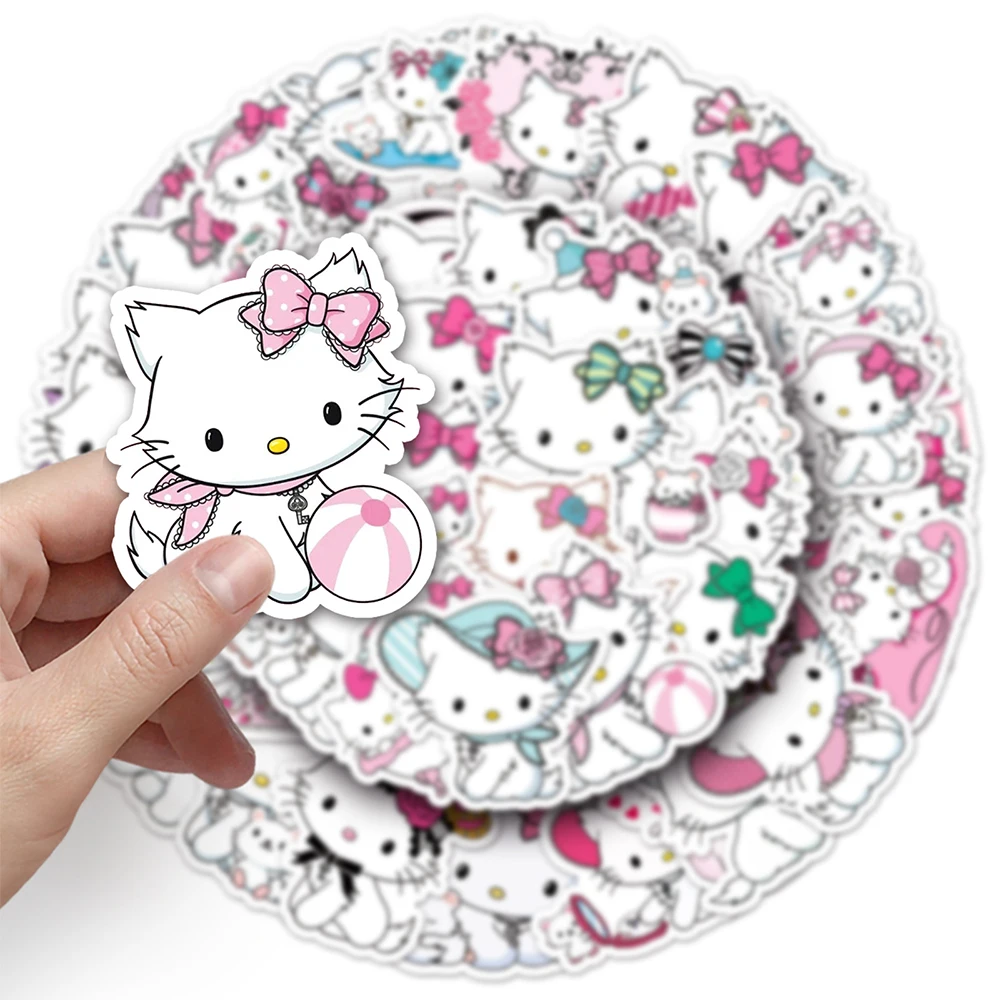 10/30/50 buah stiker Kawaii Charmmy Kitty Sanrio lucu kartun Hello Kitty anak-anak stiker mainan DIY Skateboard koper stiker telepon