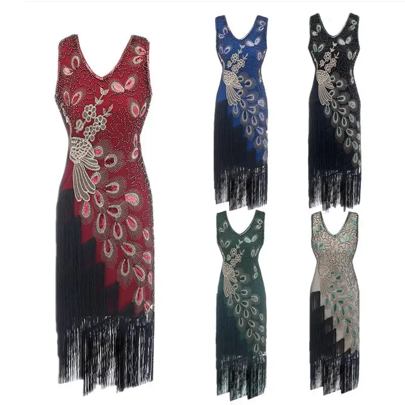 

Gatsby Sle 920 Beaded Tassel Evening Dr Faionable Sequin Gown for Banquet Par Women's Clothing Evening Gown