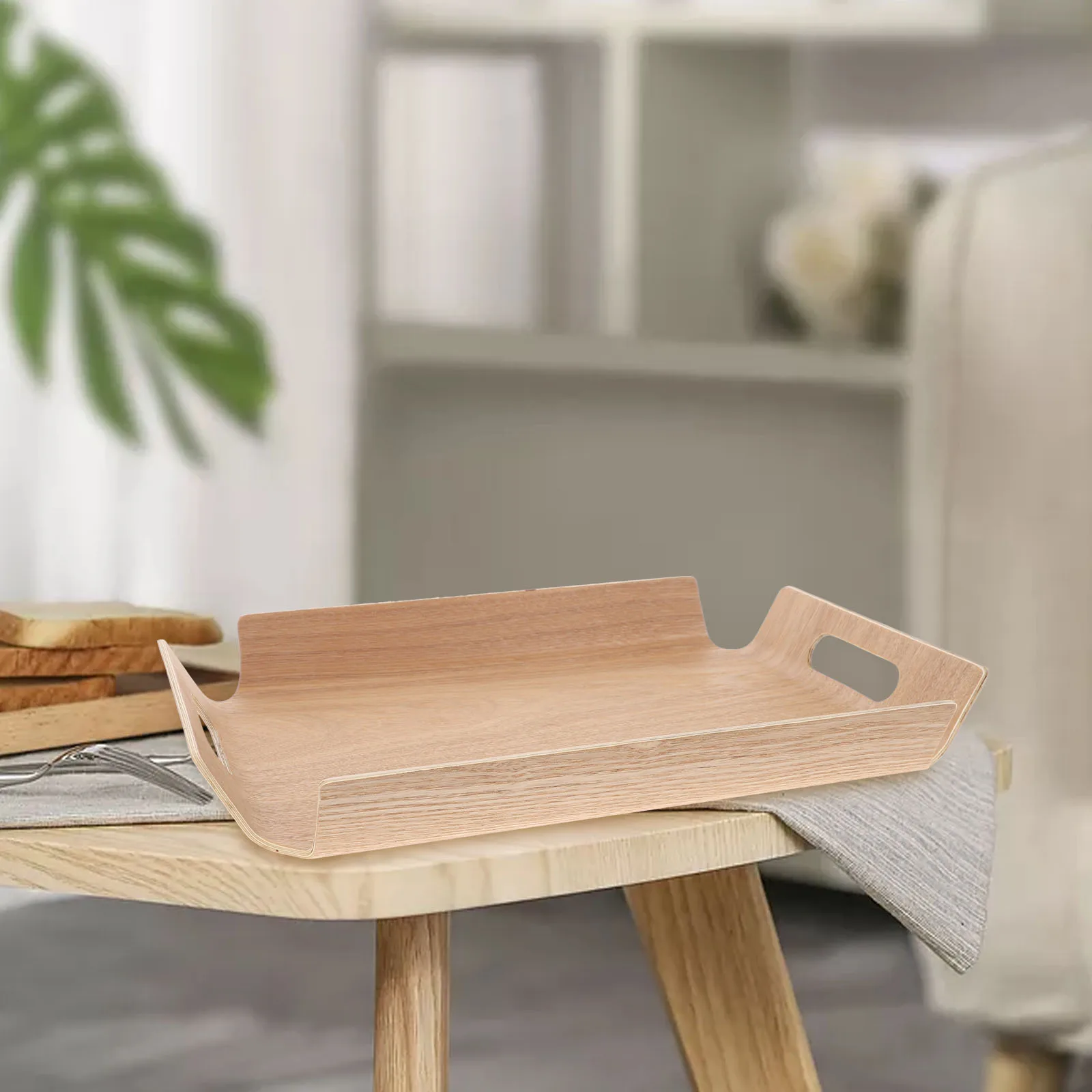 

Sturdy Wooden Storage Plate Food Serving Tray Multipurpose Bread Dessert Fruit Plate Home Restaurant Decorative Kitchen