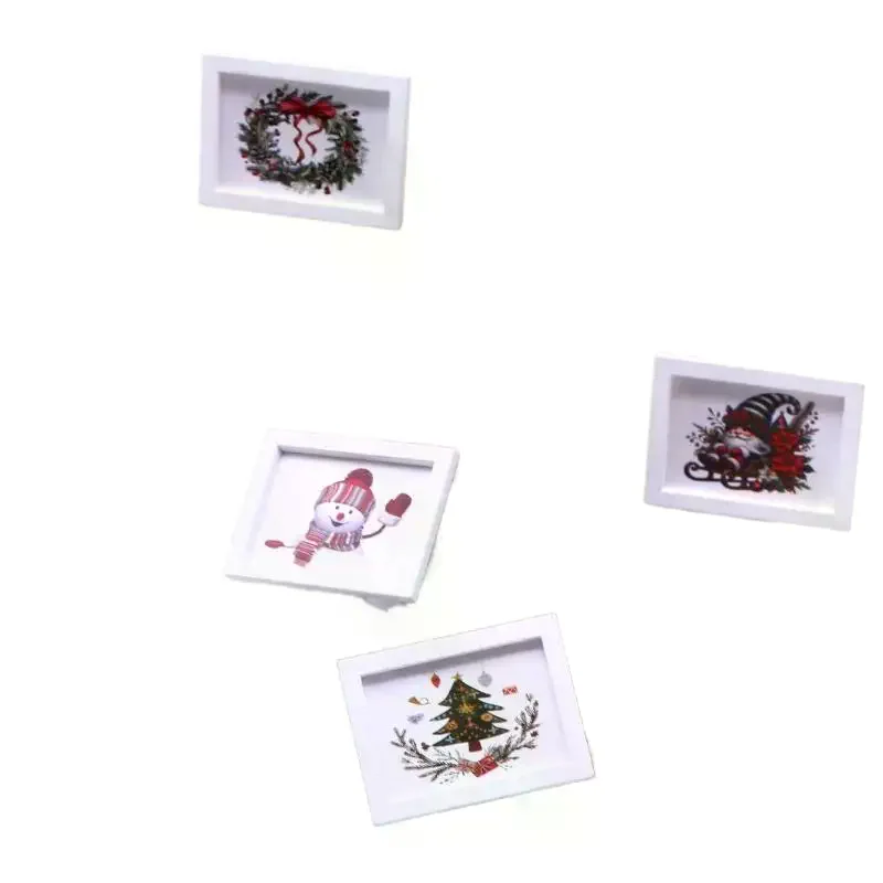 1/12 Mini casa delle bambole murale di Natale ornamento casa delle bambole decorazione della casa casa delle bambole micro scena di Natale puntelli per foto