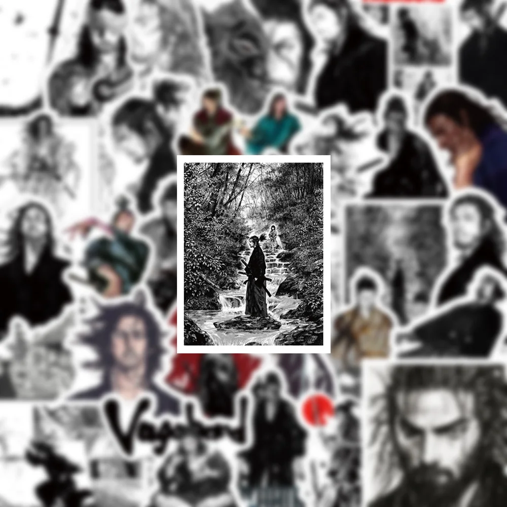 10/50PCS Japanese Comic Vagabond Male Lead Miyamoto Musashi Black And White Graffiti Decorative Waterproof Stickers Kids Toy - Image 3