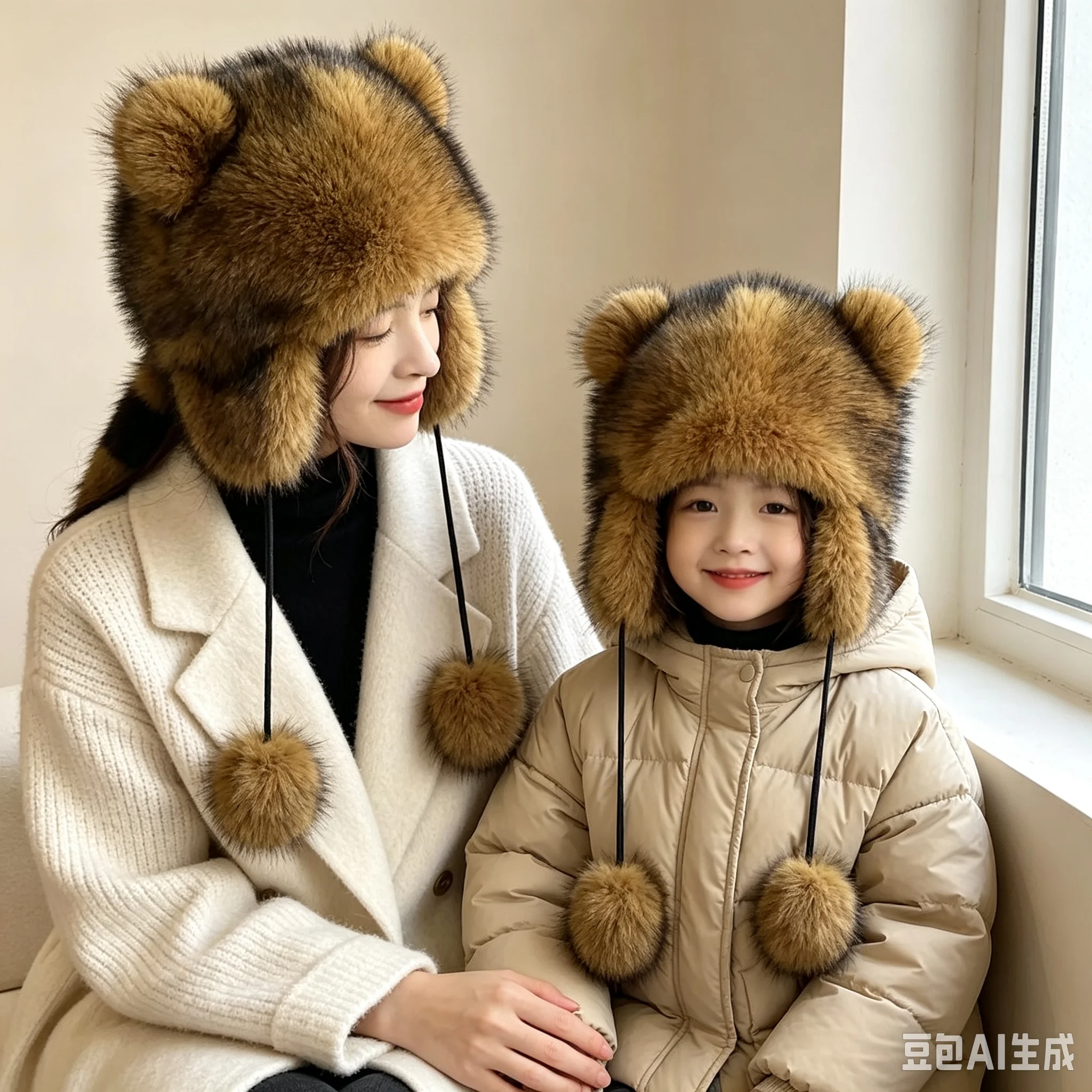 Winter Plüsch Kunstfell-Mütze für Damen Dicke Flauschige Ohrenschutz-Kappe Winddichte Warme Kopfbedeckung Balaclava-Mütze Damen Panama Russische Mütze – Detail 1