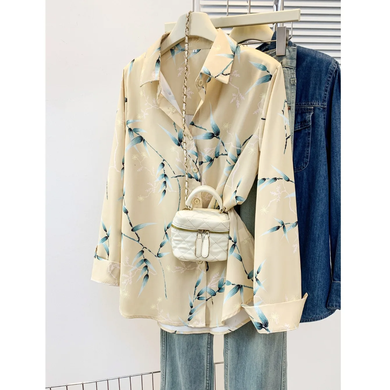 

Skin-Friendly Floral Print Long Sleeve Open Cardigan Shirt Thin Casual Women's Top Polyester Fiber Loose Fit Spring Season
