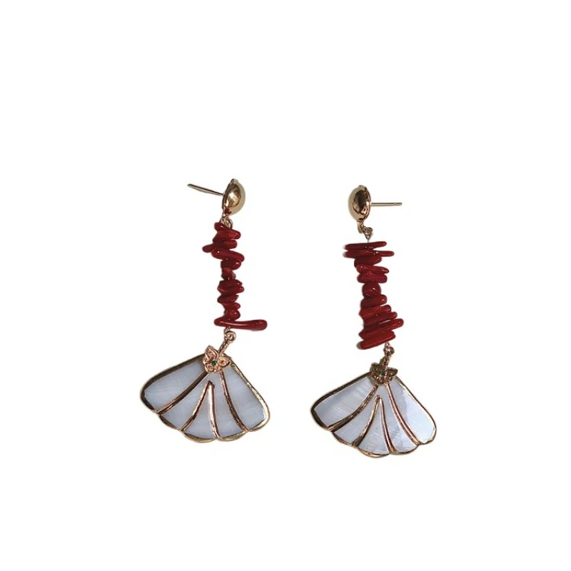 

Серьги-гвоздики ручной работы с нежным морским ракушкой, креативные серьги