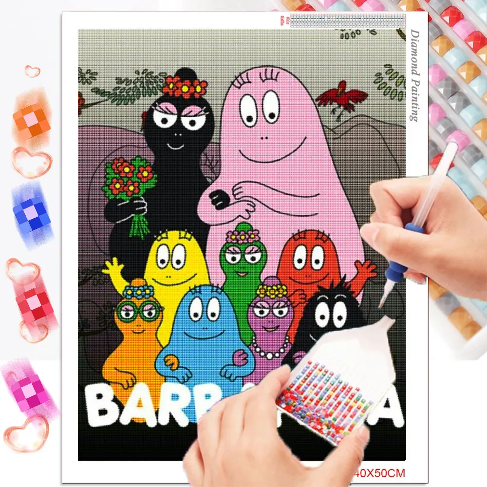 Les Barbapapa Diamond Painting Full 5D DIY Diamond Art Mosaic Embroidery Cross Stitch Kit Home Decor