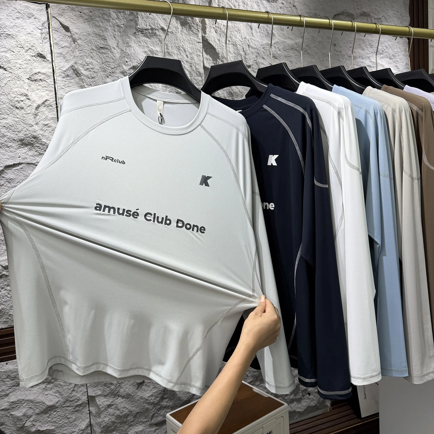 

Outdoor Mountain Series 3D Printed Letter T-Shirt Men's Sporty Loose round Neck Quick Dry Long Sleeve Breathable Polyester Fiber