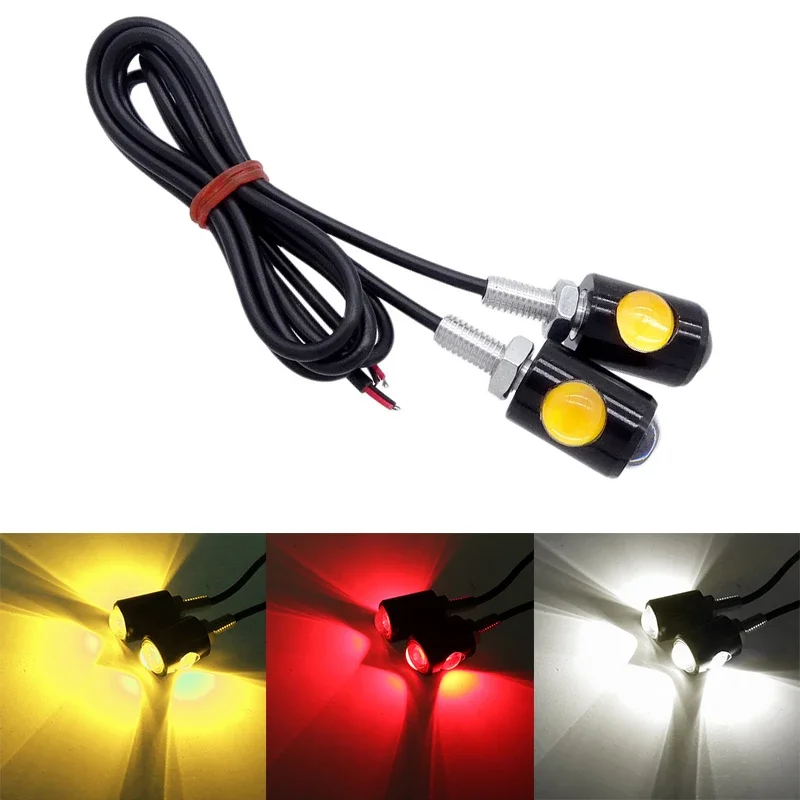 2Pcs Universal Motorcycle Signal Light LED Lamp Motorcycle Led License Plate Light 12v Eagle Eye Shape Rear Tail Light Fog Lamp