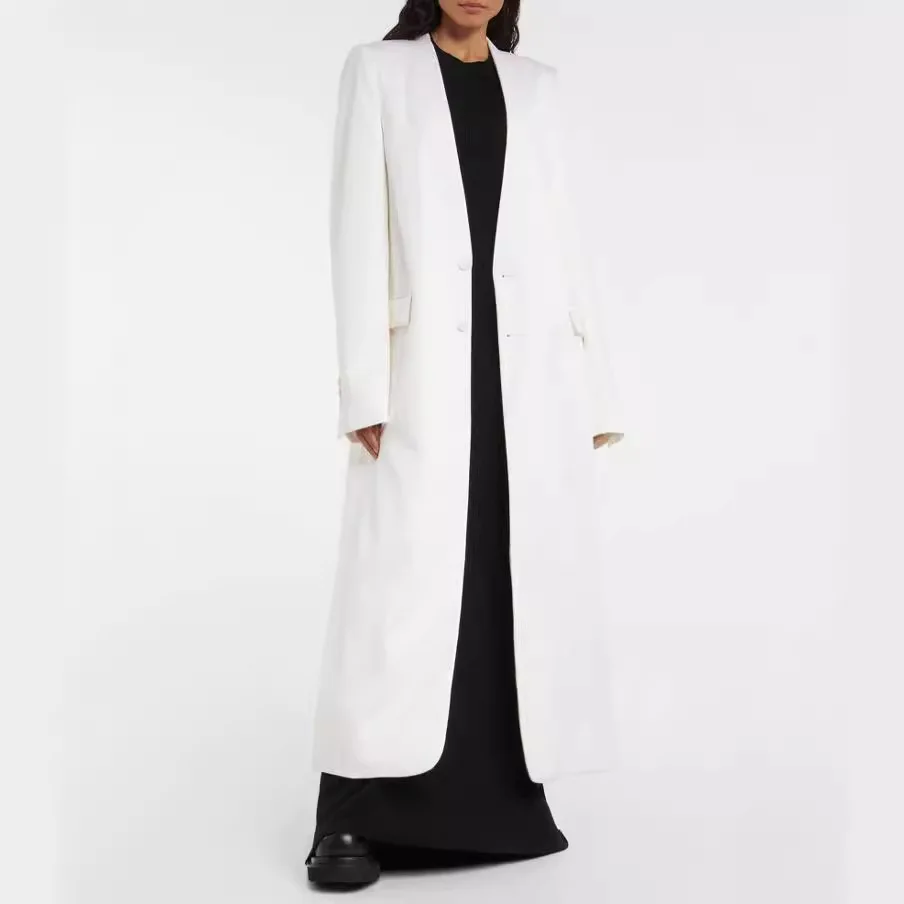 

Long White Women Suit 1 Piece Blazer Jacket Designer Loose Formal Office Lady Jacket Coat In Stock
