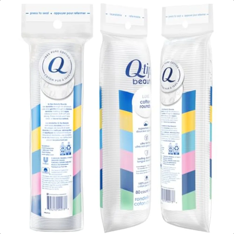 สำลีก้าน Qtips Beauty Luxe จำนวน 80 ชิ้น แพ็ค 2 ชิ้น แผ่นเช็ดเครื่องสำอางแบบไม่ก่อให้เกิดอาการแพ้ ผลิตภัณฑ์ดูแลความงามส่วนบุคคล