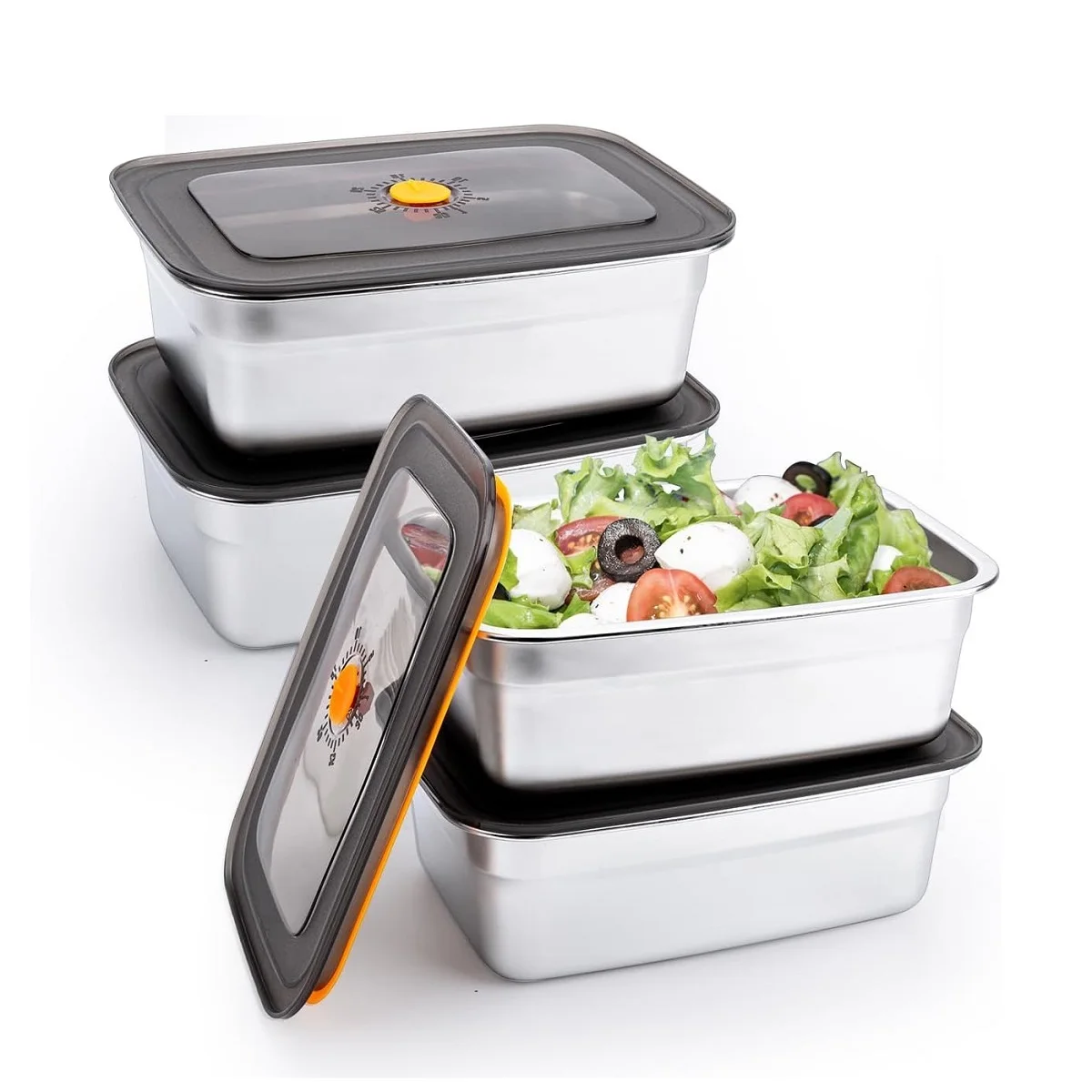 1200ml Lunch Box Stainless Steel Food Storage Container Lunch Box  Buckle Sealed And Leak-proof Lids Refrigerator Storage Box